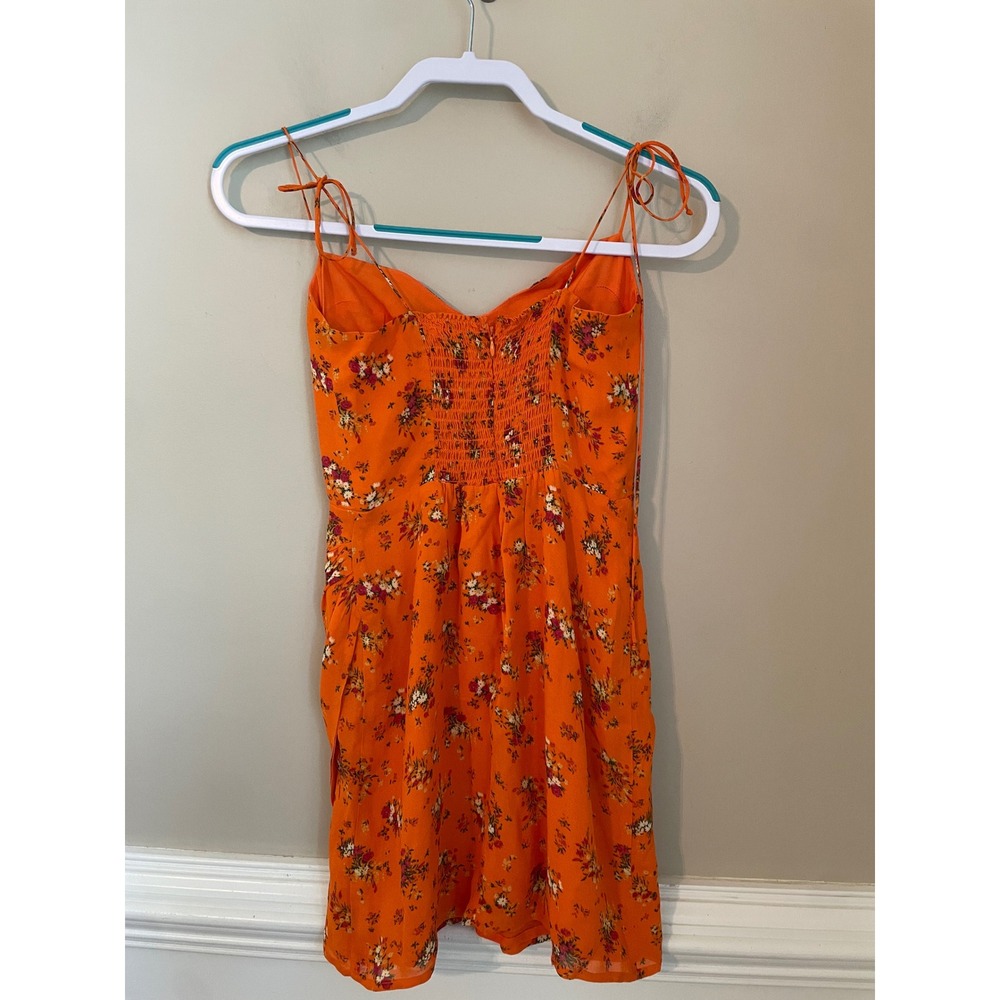 Reformation Saoirse Orange Floral Sweetheart Faux Wrap Dress Size 2 Summer - Picture 4 of 12